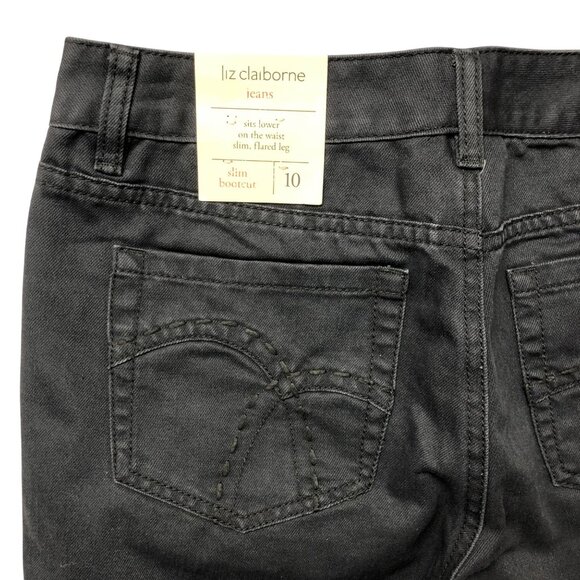 Liz Claiborne Black Jeans Womens Size 10 Slim Boot Cut Denim Pants NEW - Picture 5 of 9